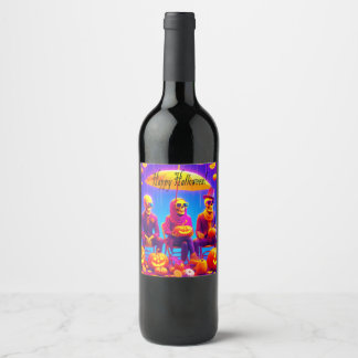 Elegant Halloween: A Stylish Skeleton Soiree Wine Label
