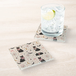 Elegant Halloween Chic Spooky Season Glass Coaster