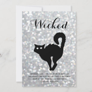 Elegant Halloween Costume Party - Cat Sparkles Invitation