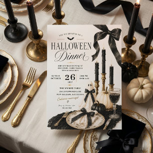 Elegant Halloween Dinner Party Luxury Holiday Card