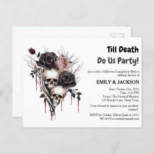 Elegant Halloween Engagement Party Invitation Postcard