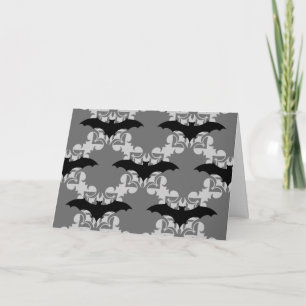 Elegant Halloween gothic bat on damask Card