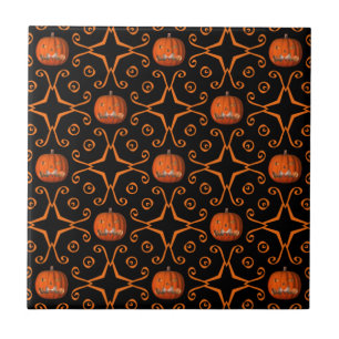 Elegant Halloween jack o lantern kaleidoscope Tile