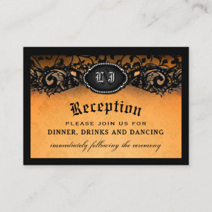 Elegant Halloween Orange & Black Reception Cards