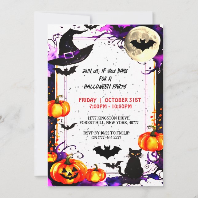 Elegant Halloween party invitation  (Front)