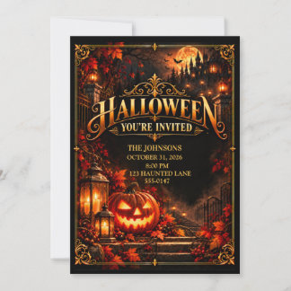 Elegant Halloween Pumpkin Party Invitation