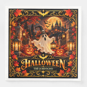 Elegant Halloween Pumpkin Trick or Treat Paper Nap Napkin