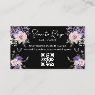 elegant halloween rsvp qr code wedding black enclosure card