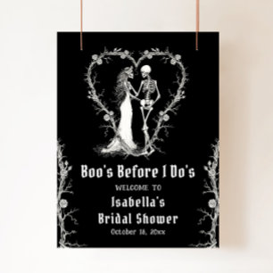 Elegant Halloween Skeleton Bridal Shower Welcome Poster