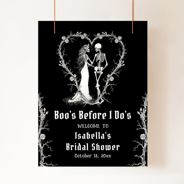 Elegant Halloween Skeleton Bridal Shower Welcome Poster (Creator Uploaded)
