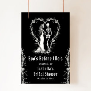 Elegant Halloween Skeleton Bridal Shower Welcome Poster