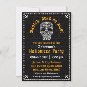 Elegant Halloween Skull Invitation