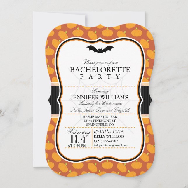 Elegant Halloween Theme Bachelorette Party Invite (Front)