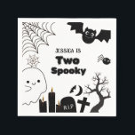 Elegant Halloween two spooky second Birthday party Napkin<br><div class="desc">two spooky halloween napkin" This is ideal for an October birthday or a spooky party. The template is ready for you to modify,  and there are related things in my store,  under the eerie Halloween collection.</div>