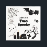 Elegant Halloween two spooky second Birthday party Napkin<br><div class="desc">two spooky halloween napkin" This is ideal for an October birthday or a spooky party. The template is ready for you to modify,  and there are related things in my store,  under the eerie Halloween collection.</div>