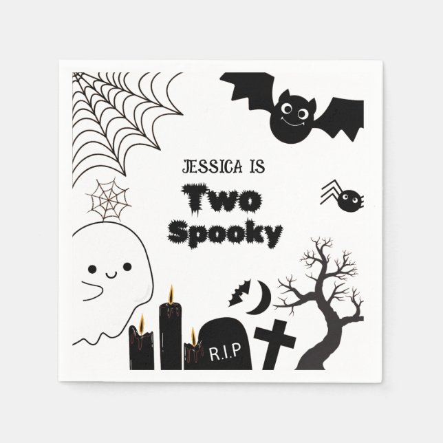 Elegant Halloween two spooky second Birthday party Napkin (Front)