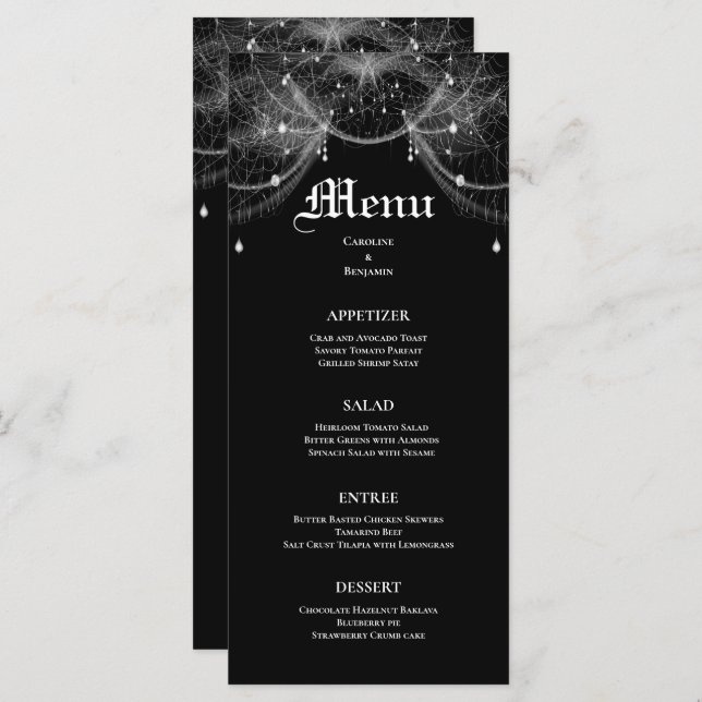Elegant Halloween Wedding Menu (Front/Back)