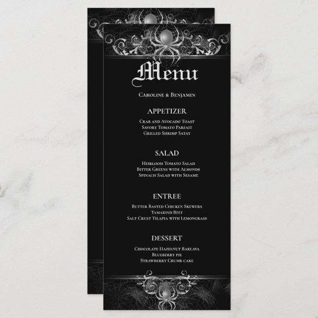 Elegant Halloween Wedding Menu (Front/Back)