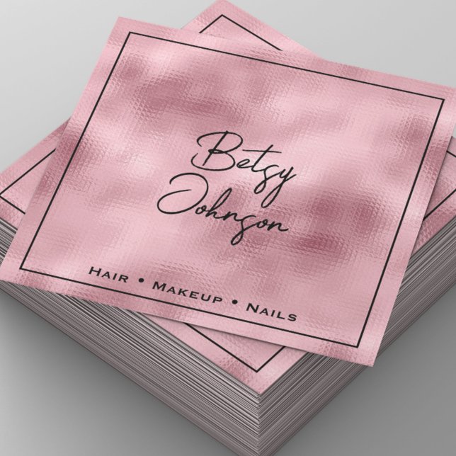 Elegant Hammered Pink Foil Salon Business Card (Creator Uploaded)
