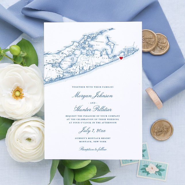 Elegant Hamptons Montauk Wedding Invitation (These Hamptons Wedding Invitations are perfect for your wedding in Montauk or North Fork.)