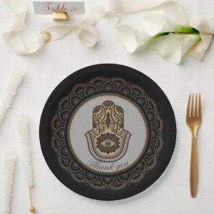 Elegant hamsa hand paper plate