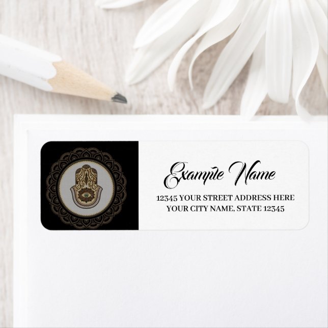 Elegant hamsa hand return address label (Insitu)