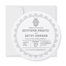 Elegant Hamsa round wedding invitation