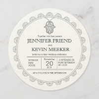 Elegant Hamsa round wedding invitation