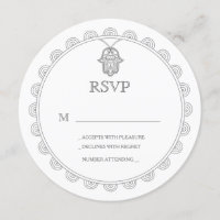 Elegant Hamsa round wedding RSVP card