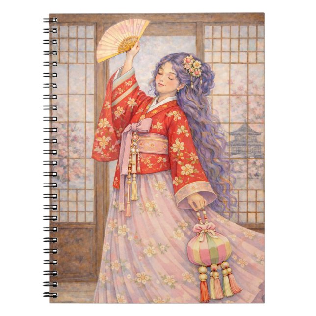 Elegant Hanbok with Fan Notebook (Front)