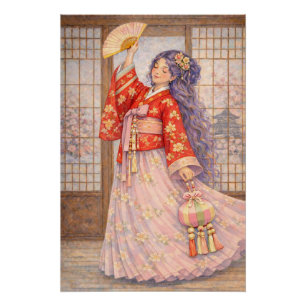 Elegant Hanbok with Fan Poster
