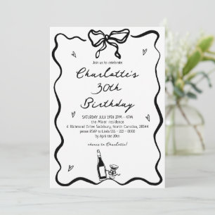 Elegant Hand Drawn 30th Birthday  Invitation
