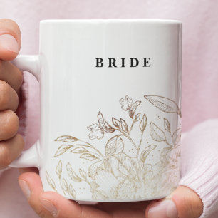 Elegant Hand Drawn Botanical Bridal Party Bride Coffee Mug