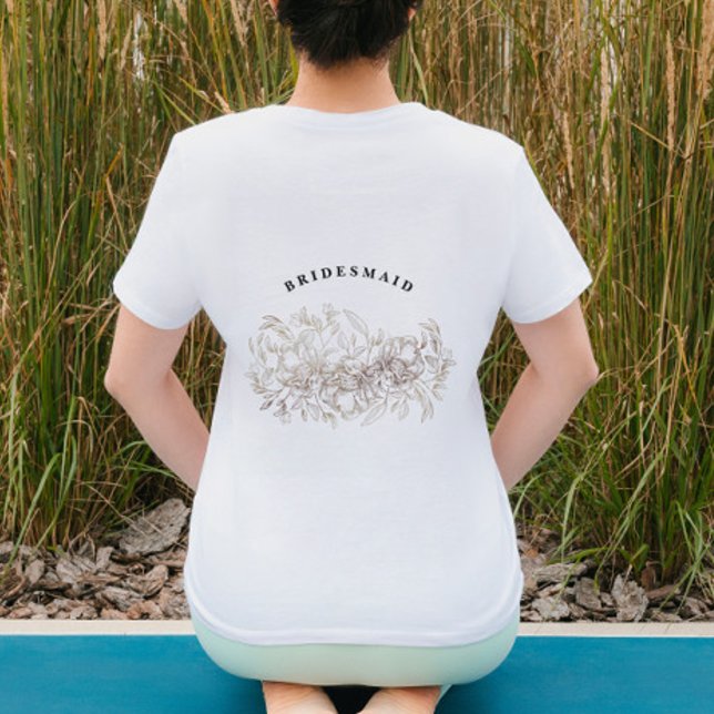 Elegant Hand Drawn Botanical Bridesmaid Party T-Shirt (Creator Uploaded)