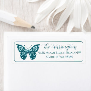 Elegant Hand Drawn Botanical Butterfly Return Address Label