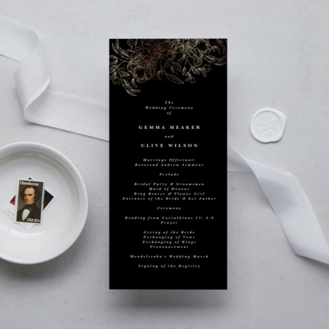 Elegant Hand Drawn Botanical Wedding Ceremony Program (Creator Uploaded)