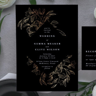 Elegant Hand Drawn Botanical Wedding Invitation