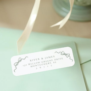 Elegant Hand Drawn Bow & Bowties Vintage Wedding Return Address Label