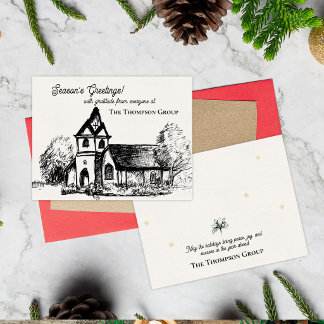 Elegant Hand Drawn Church Christmas Corporate Holiday Card