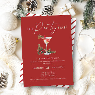 Elegant Hand Drawn Cocktail Christmas Party Invitation