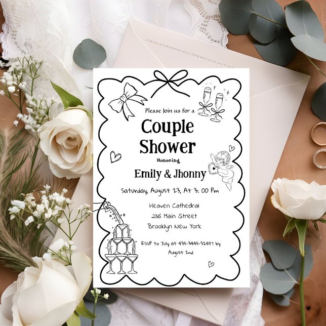 Elegant Hand Drawn couple shower Invitation (Creator Uploaded)