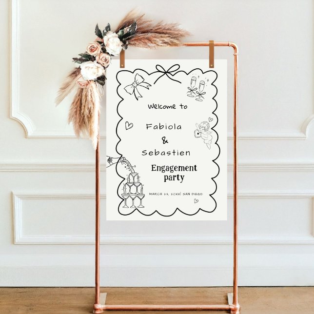 Elegant Hand Drawn Engagement Party Welcome sign (Creator Uploaded)