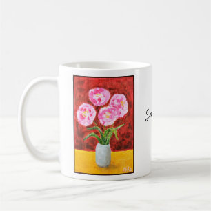 Elegant Hand Drawn Floral Art Personalized Name Coffee Mug