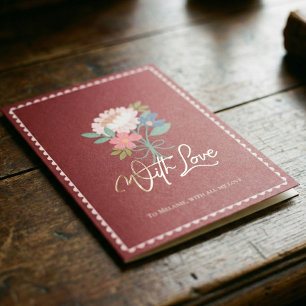 Elegant Hand-Drawn Floral Bouquet Valentine's Day Holiday Card