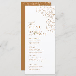 Elegant hand drawn floral golden fall wedding menu