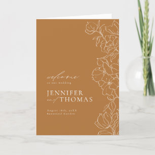 Elegant hand drawn floral golden fall wedding program