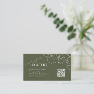 Elegant hand drawn floral sage Bridal Registry Place Card
