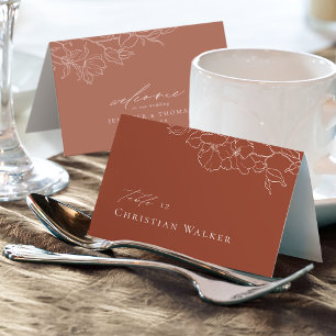 Elegant hand drawn floral terracotta Place Card