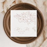 Elegant hand drawn floral terracotta wedding napkin<br><div class="desc">Elegant delicate hand drawn flower illustration and modern Mr and Mrs script typography details, in terra cotta and white colour, simple and romantic. Great floral wedding napkins for modern rustic wedding, country garden wedding, and simple boho wedding in fall and winter. Fully customisable with any colours to match your wedding...</div>