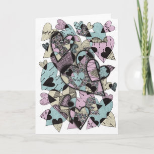 Elegant Hand Drawn Hearts Blank Note Card